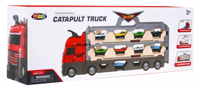 3-in-1 Truck mit Rampe und Spielzeugautos