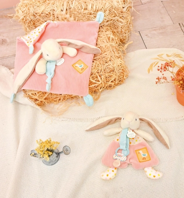 Doudou Geschenkset Spielzeug mit Schnullerhalter Hase Ciboulette