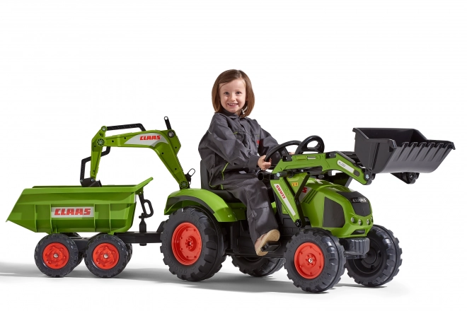 Trettraktor Claas Axos mit Front- und Heckschaufel + Anhänger