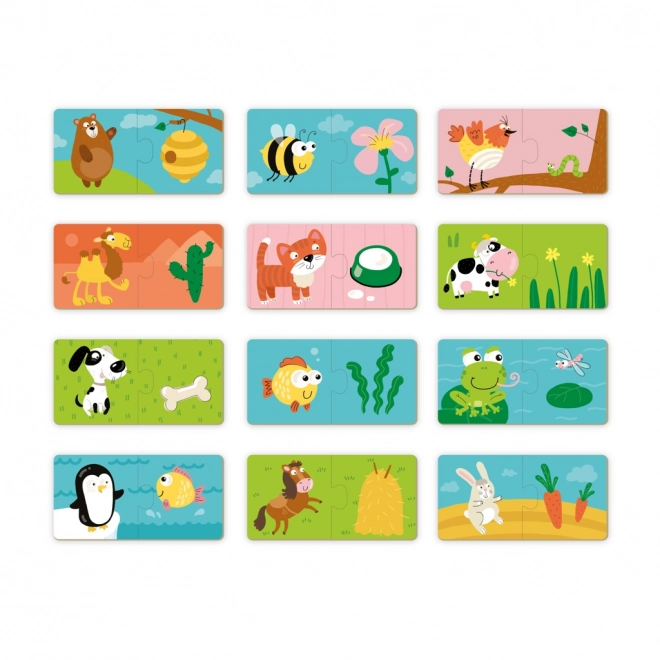 Puzzle Duo Was Tiere essen - 12x2 Teile