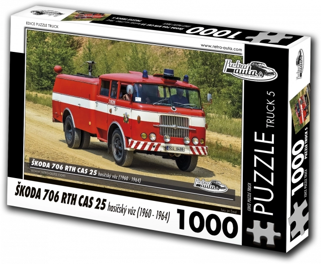 Retro-Puzzle LKW Škoda 706 RTH CAS 25 Feuerwehrfahrzeug