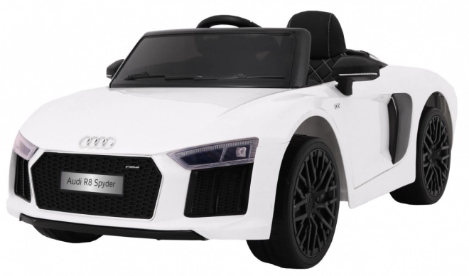 Audi R8 Spyder Batterie Weiß + Fernbedienung + EVA + Langsamer Start + Radio MP3 + LED-Diode
