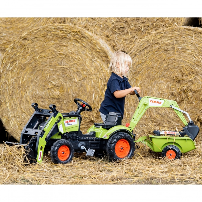 Schlepper Claas Arion mit Lader, Bagger und Anhänger