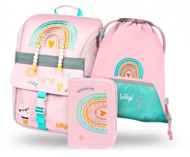 Baagl Schulrucksack-Set Zippy Rosa