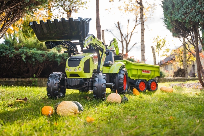 Trettraktor Claas Axos mit Front- und Heckschaufel + Anhänger