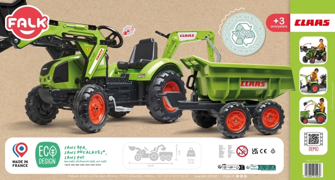 Pedaltraktor Claas Atiom 430 grün mit Vorder- und Rückschaufel