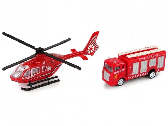 Feuerwehr Spielset mit Autos und Hubschrauber