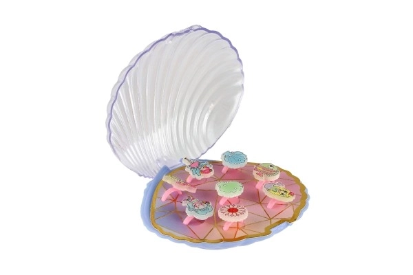 Plastikring Set in Muschelbox