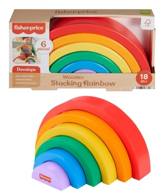 Holz-Regenbogen-Stapelspiel für Kinder von Fisher-Price
