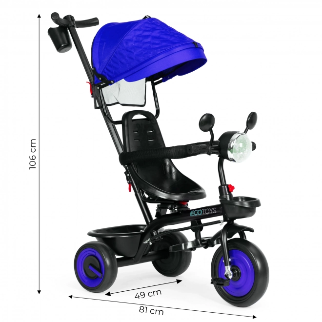 3-in-1 Dreirad Kinderwagen mit Drehbarem Sitz und Verdeck von ECOTOYS