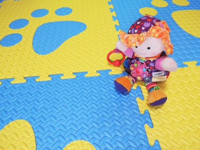 Puzzlematte Baby mit Rand - Blau und Gelb