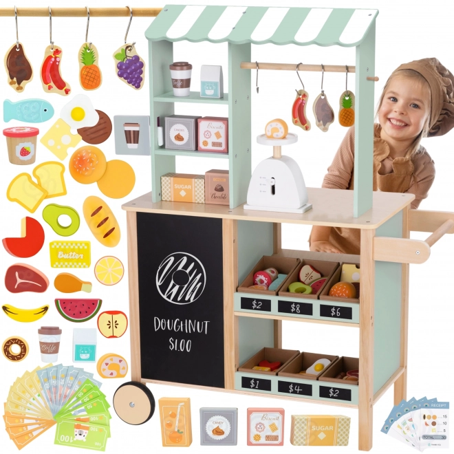 Woopie Green großer multifunktionaler Holzladen Food Truck Set