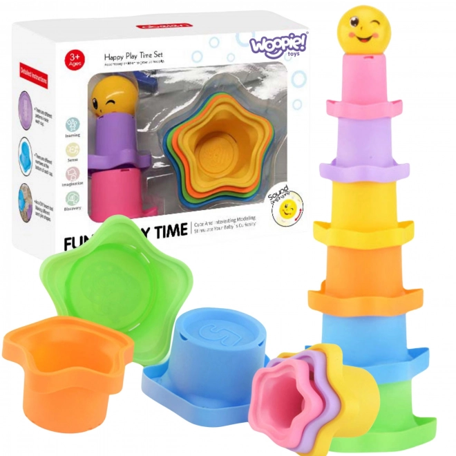Woopie Baby Regenbogen-Pyramide mit Sinnesbechern und Ball