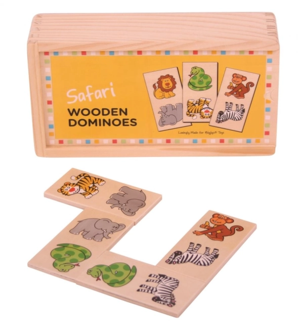 Buntes Safari-Holzdomino für Kinder