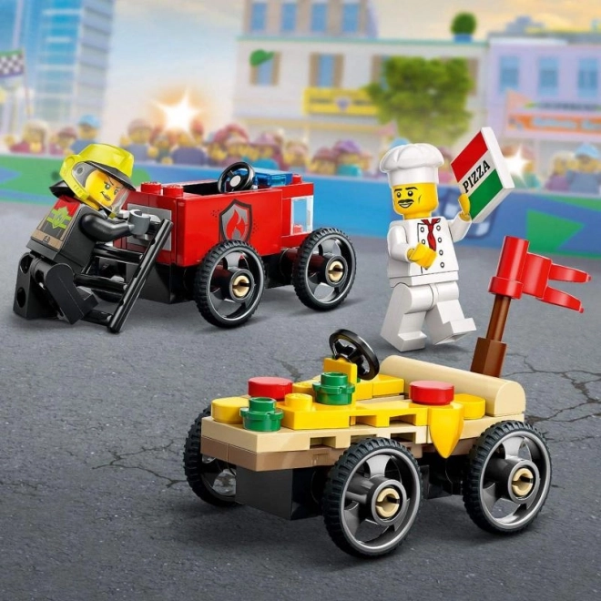 Lego City Rennautos Pizza gegen Feuerwehrauto