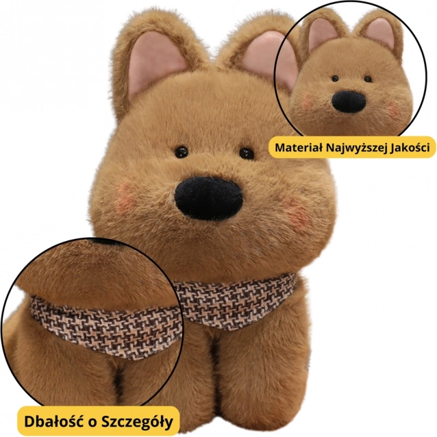 Plüschhund mit braunem Schal 25cm