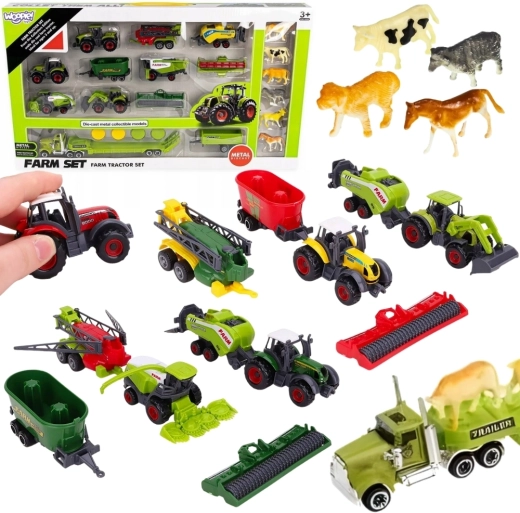 Woopie Set aus Traktoren, landwirtschaftlichen Maschinen und Tieren