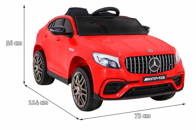 Mercedes Benz GLC63S für Kinder Rot + Fernbedienung + Antrieb 4x4 + MP3 LED + EVA + sanfter Start