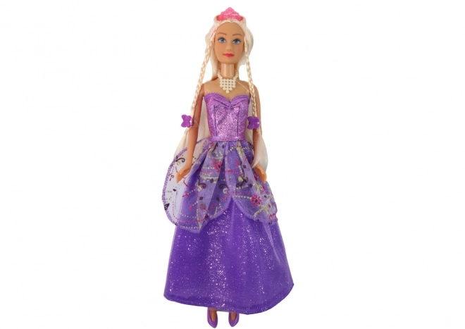 Prinzessin Puppe mit Lila Kleid und Zopf-Set