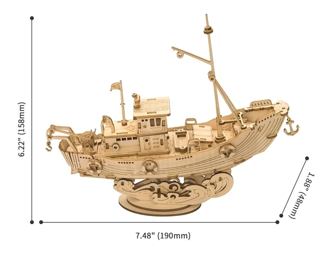 RoboTime Holz 3D Puzzle Fischerboot