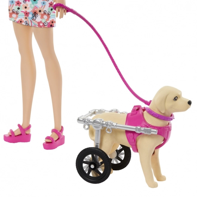 Barbie-Puppe mit Rollstuhl-Hund