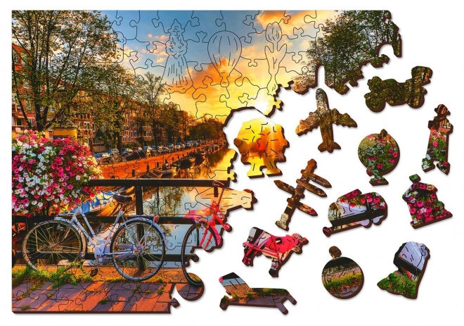 Holzpuzzle Fahrräder in Amsterdam 2-in-1