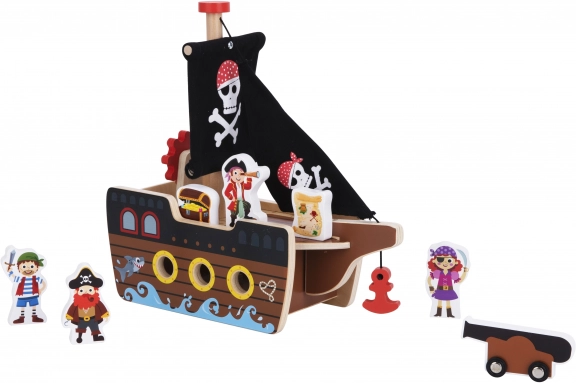 Holzpiratenschiff mit Figuren von Tooky Toy