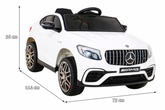 Mercedes Benz GLC63S für Kinder weiß + Fernsteuerung + 4x4 Antrieb + MP3 LED + EVA + sanfter Start
