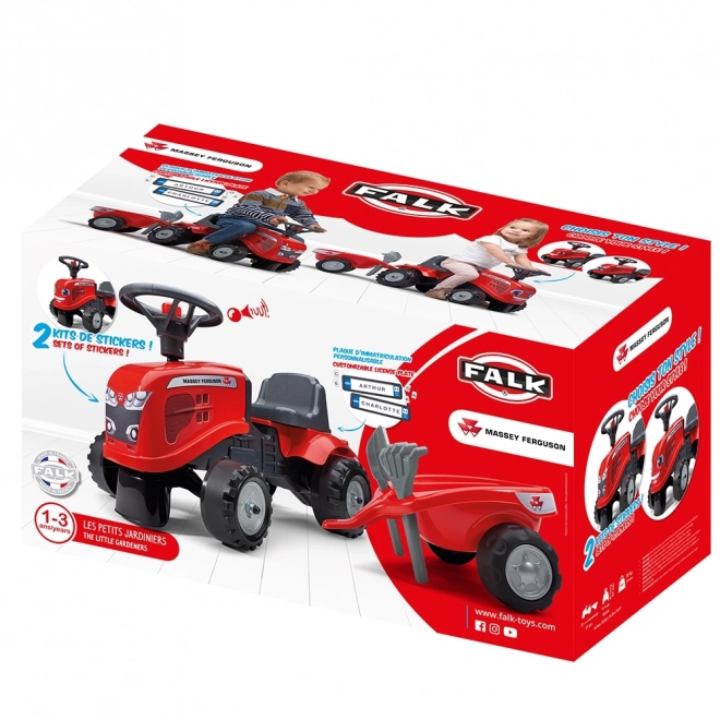 Rutschtraktor Massey Ferguson rot mit Lenkrad und Anhänger