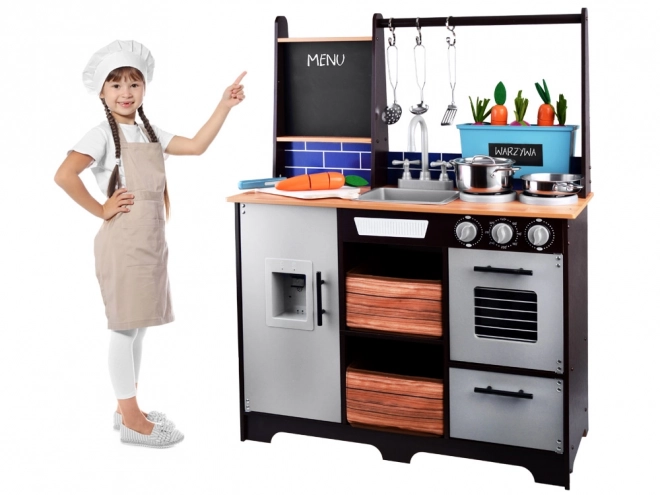 Kinder-Holzküche Loft mit Kühlschrank