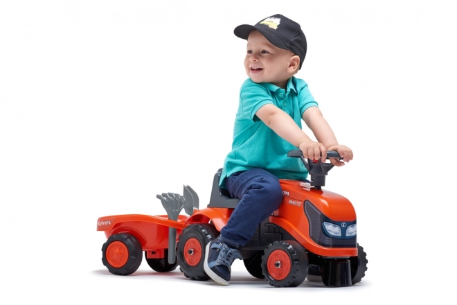 Baby-Kubota-Trettraktor mit Anhänger