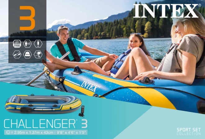 Intex Challenger 3er Set Schlauchboot mit Pumpe und Ruder