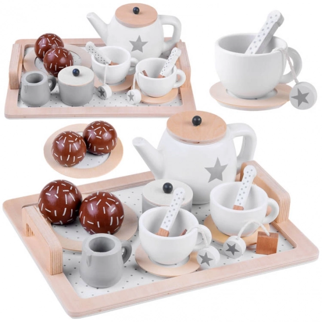 Holz Tee-Set mit Tasse und Tablett