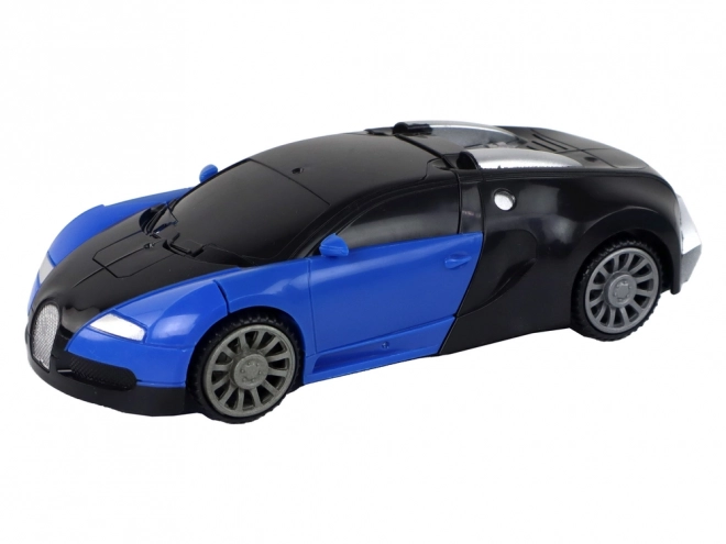 2-in-1 Auto Roboter Bugatti Blau mit Lichteffekten