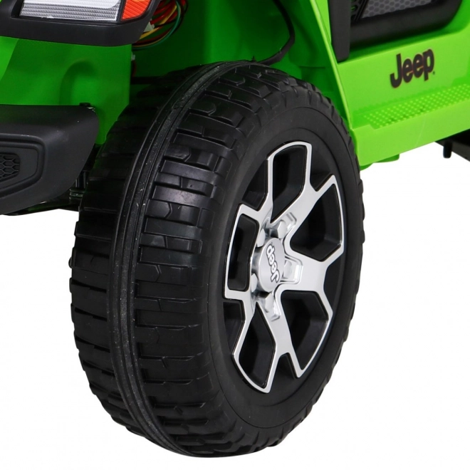 Jeep Wrangler Rubicon Batterie für Kinder Grün + Fernbedienung + MP3 LED Radio + EVA Räder