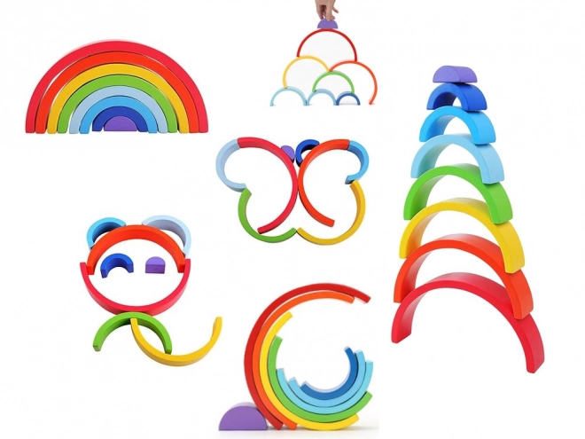 Montessori Holzpuzzle mit bunter Regenbogenaufgabe