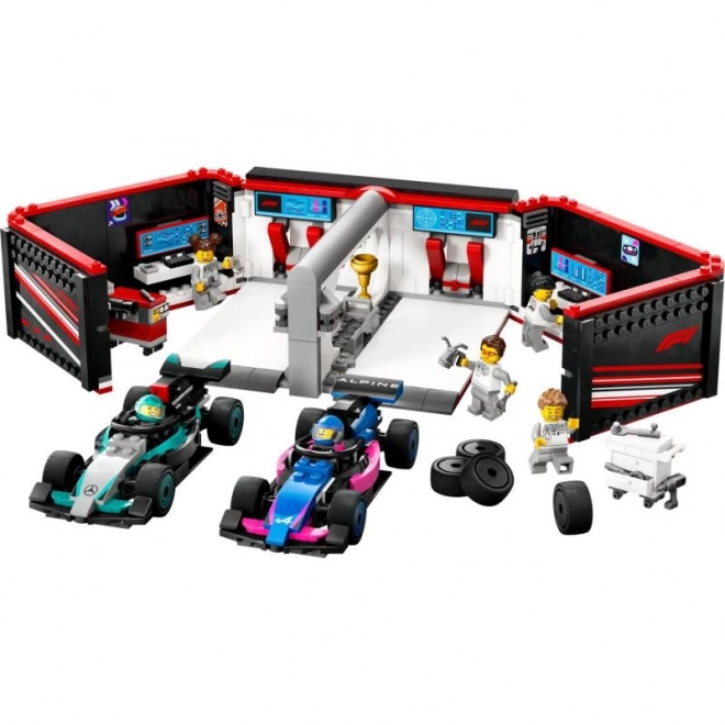 Lego City F1-Garage und Rennboliden Mercedes-AMG und Alpine