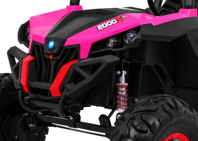 Kinderwagen SuperStar rosa + Antrieb 4x4 + Fernbedienung + Kofferraum + MP3 LED + Türschloss