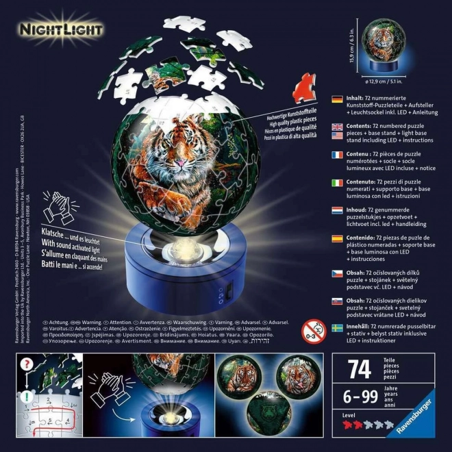 Ravensburger 3D Leuchtender Puzzleball Tiger