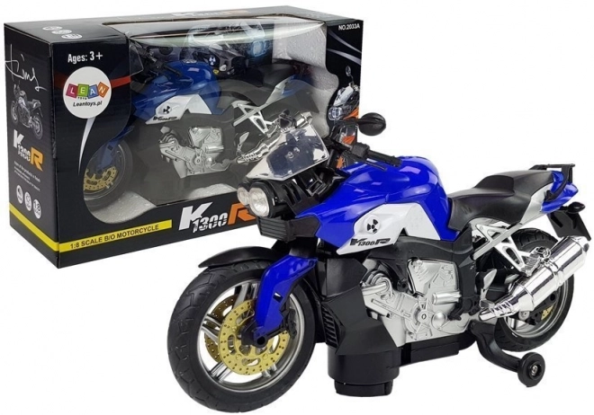 Blaues Kinder Motorrad mit Batterieantrieb