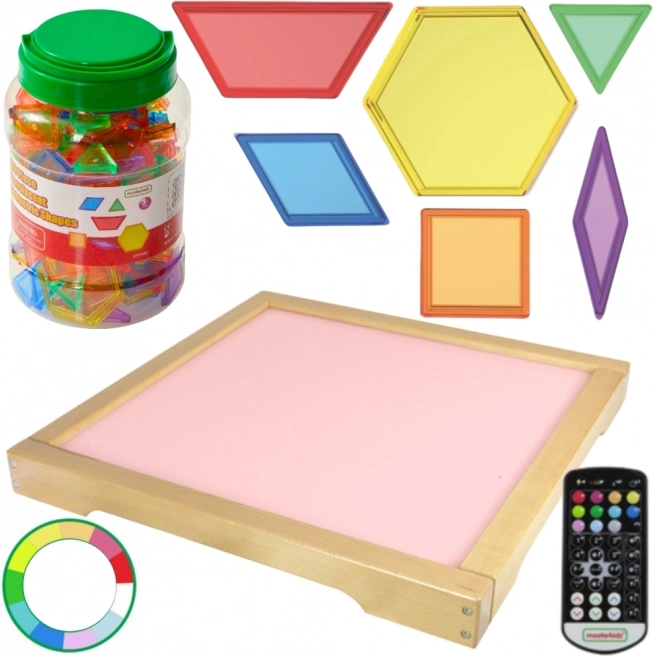 Leuchtendes LED-Panel Masterkidz mit Fernbedienung und Montessori-Blöcken 140 Stk.