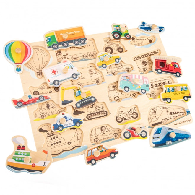 Holzpuzzle mit Verkehrsmitteln
