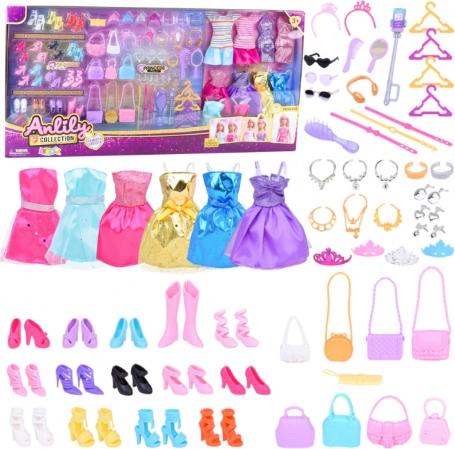 Großes Modenset Anlily Kleider und Accessoires 65 Stk.