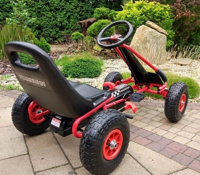 Tret-Gokart mit Luftreifen + Aufblasbare Reifen + Verstellbarer Sitz – Rot