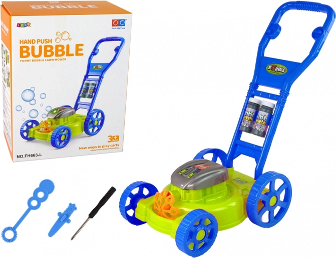Seifenblasen-Rasenmäher – blauer Kinderrasenmäher mit Musik