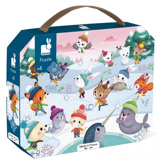 JANOD Puzzle im Koffer Party im Schnee 36 Teile