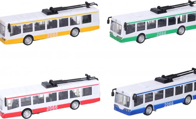 Metallischer Oberleitungsbus mit Licht- und Soundeffekten 16 cm