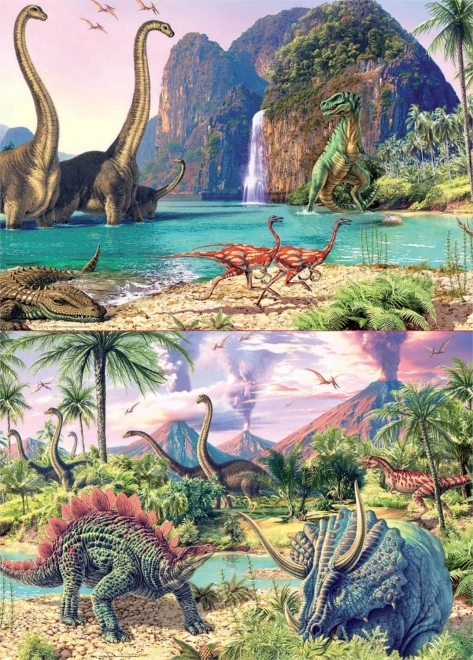 Panorama-Puzzle Dinosaurierwelt 2x100 Teile