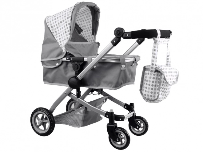 Multifunktionaler Puppenwagen 4-in-1 mit Wiege – grau