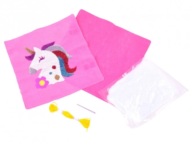 Selbstgemachtes Einhorn Pailletten Kissen Set